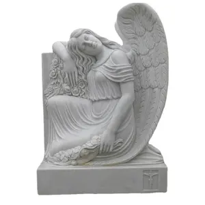 Produttore professionale su misura dimensione del cimitero decorazione a grandezza naturale di angelo piangente statue angelo occidentale che piange sulla tomba