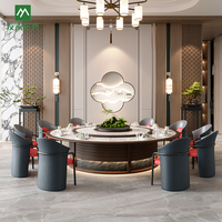 Neues Zeitgenössisches Hotel-Suite-Esszimmer-Set mit Stein-/Marmorplatte und Holzrahmen Lazy Susan VIP-Raum Automatischer Drehteller