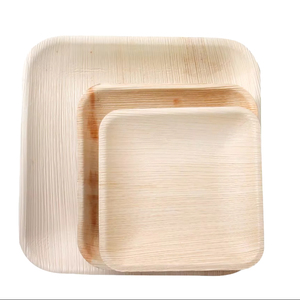 Vente en gros d'assiettes en feuille de palmier Areca, assiettes jetables en bambou pour fête de mariage, ensemble d'assiettes rondes rectangulaires personnalisées - Product Image 1