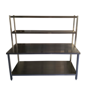 HELAXEN Paslanmaz Çelik Çift Katmanlı Çalışma Masası Ayarlanabilir Yükseklikli Ayaklar 300kg/m Yük Kapasitesi Hijyenik Gıda Ticari Mutfaklar - Product Image 1