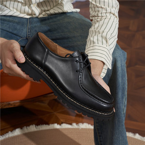 Zapatos de Cuero para Hombre de Alta Calidad, Lujosos y Cómodos, con Plataforma y Punta Cuadrada Zapatos de cuero cosidos a mano al estilo francés. - Product Image 2