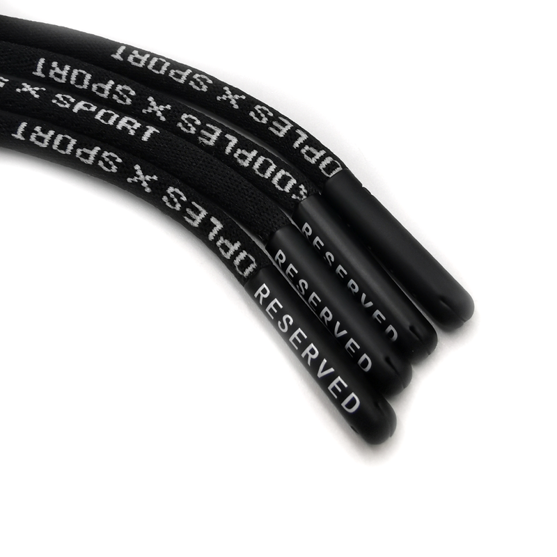 Оптовая продажа, шнур с напечатанным логотипом на заказ, шнур из полиэстера для круглой трафаретной печати с металлическими наконечниками