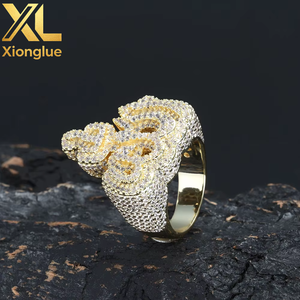 Flame Rune Motif Moissanite <b>Rings</b> <b>Iced</b> Out Pave Copper 18K Solid Gold PVD Hip Hop Custom Jewelry Wholesaler B2B OEM - Product Image 3