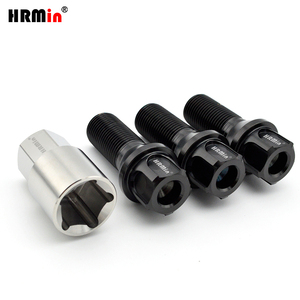 Boulons de roue automatique en Ti-6Al-4V de titane Gr.5 de siège de cône de 60 degrés <span class=keywords><strong>antivol</strong></span> de couleur noire M14x1.25x28mm avec la <span class=keywords><strong>clé</strong></span> en titane - Product Image 1