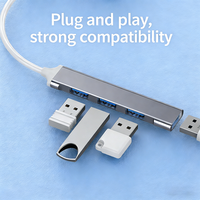 Hub USB 4 ports en alliage d'aluminium, station d'accueil, convertisseur double tête 1 port 3.0 + 3 ports 2.0 Type-C+USB 2 en 1 double tête