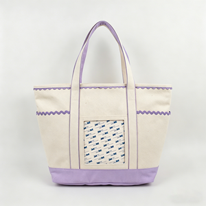 Bolsa de lona personalizada con ribete festoneado Ric Rac, diseño de puntadas autoadhesivas para ventana y estilo tote, con acabado propio - Product Image 5