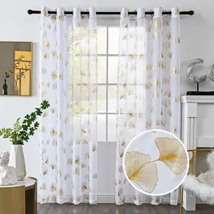 JIUANG Textiles Voile Fabric Curtains Polyester Fabric Window Foil Printed Sheer Curtains For The Living Room