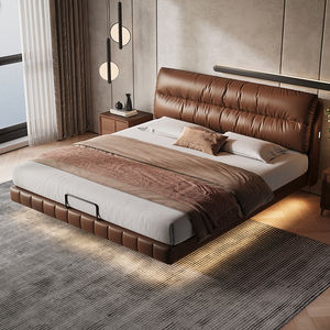 Новая кровать-платформа 2025 года из натуральной кожи, с обивкой, класса люкс, для главной спальни, с отсеком для хранения, высококачественная двуспальная кровать - Product Image 3