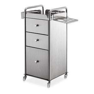 Carrito de peluquería de acero inoxidable plateado, herramientas de salón de belleza, armario de almacenamiento de <span class=keywords><strong>Metal</strong></span> para uso en el hogar y la sala de estar - Product Image 3