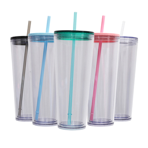 Bán buôn 16oz/24oz biểu tượng tùy chỉnh Tumbler đôi tường Cốc nhựa với rơm - Product Image 3
