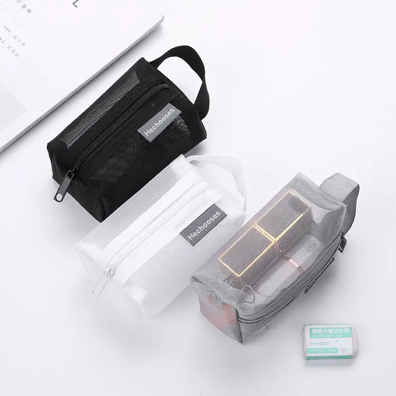 통기성 메쉬 나일론 화장품 파우치 메이크업 가방 맞춤 로고가있는 여행 세면 도구 가방