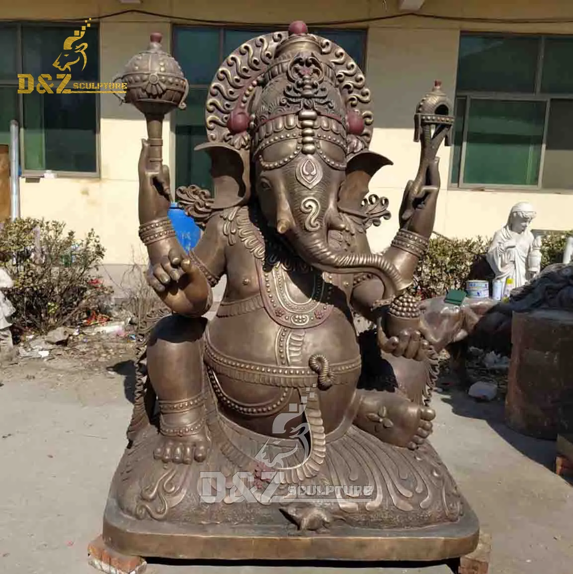 Lord Gold Plated Brass Bali Thailand Large Statues Metal Nepal Home Entrance Decorative Decoration Ganesha Statue