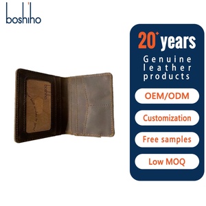 กระเป๋าสตางค์หนังวัวแท้สไตล์วินเทจแบบพับได้สำหรับผู้ชาย ป้องกัน RFID บาง พกพาสะดวก พร้อมคลิปหนีบเงินแม่เหล็ก ซับในโพลีเอสเตอร์ - Product Image 1