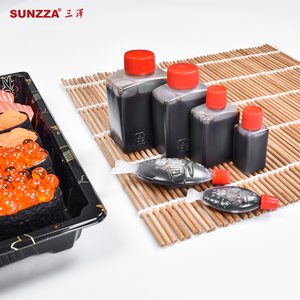 Sunzza Mini Chai Cho Rõ Ràng Nhựa Pe Cấp Thực Phẩm Mini Cá Hình Dùng Một Lần Nước Sốt Đậu Nành Chai Với Nắp Màu Đỏ - Product Image 2