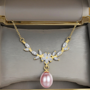 Collar con Colgante de Perla de Agua Dulce <span class=keywords><strong>100</strong></span>% Natural, Collar con Colgante de Perla Redonda de Alta Calidad en Plata de Ley - Product Image 4