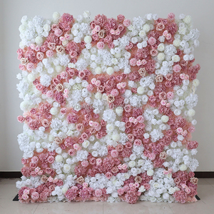 Décor de salon de beauté, <span class=keywords><strong>fond</strong></span> en tissu 5D, mur de fleurs, rose blanche et rose, mur de fleurs artificielles, panneau de fleurs artificielles, toile de <span class=keywords><strong>fond</strong></span> pour mariage - Product Image 1