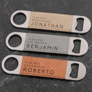 Abrebotellas de cuero de acero inoxidable, Abrebotellas de Metal personalizado de cuero Pu con envoltura de cuero, el más Popular - Product Image 4