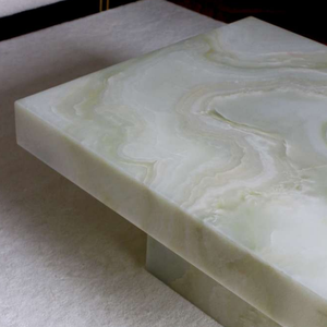 طاولة قهوة رخامية من العقيق الأخضر ، طاولات قهوة مربعة حديثة من الحجر الطبيعي لغرفة المعيشة - Product Image 4