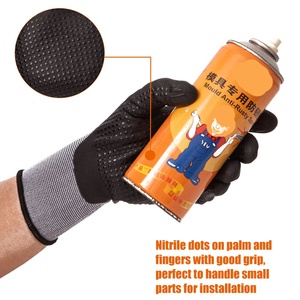 Gants de protection personnelle antidérapants en nitrile noir à <span class=keywords><strong>points</strong></span>, durables et très populaires, pour la construction - Product Image 5
