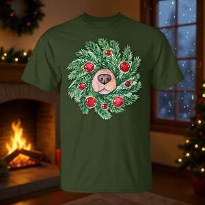 Cute Dog Nose Christmas Wreath T-Shirt <b>Golden</b> <b>Retriever</b> Dog Lovers Holiday <b>Gift</b> - Product Image 2