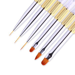 Pinceau à ongles en acrylique avec manche, poils synthétiques, pour liner, sculpture, brosses rondes, or rose, pour la peinture au gel, la décoration des ongles, outil de manucure - Product Image 2