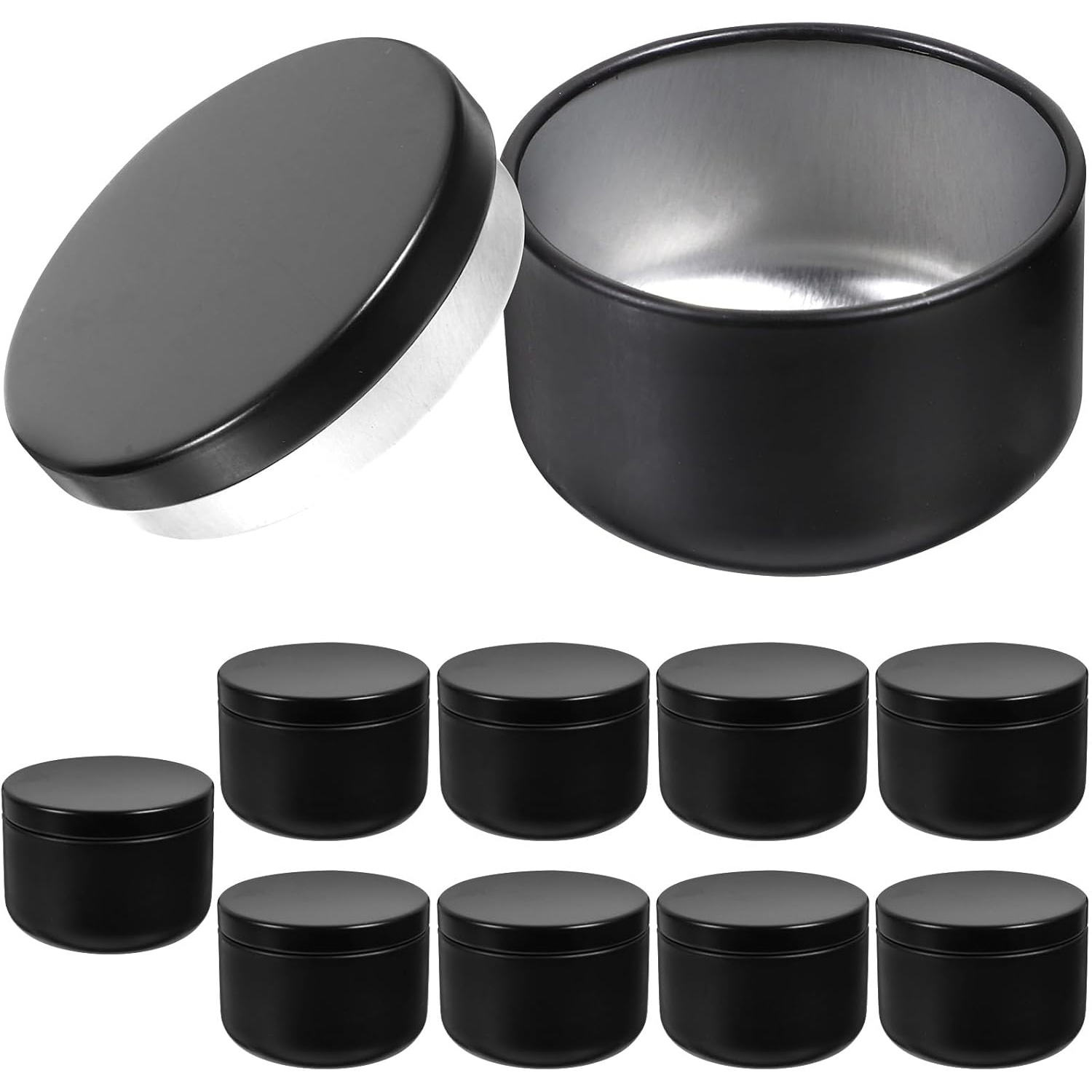 Clear jar with black pp lid