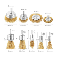 Laiton enduit Escobilla De Copa brosse à coupe en fil serti montée sur arbre et brosse plate et brosse d'extrémité pour enlever la rouille/la corrosion/la peinture