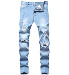 ホットデザインジーンズメンズ無地パンツスキニーストレッチブルーパンツ伸縮性スリムフィットメンズジーンズ - Product Image 3