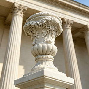 Vase décoratif en marbre sculpté à la main de style néoclassique pour jardin et parc, pot de fleurs en marbre blanc, pot de fleurs en pierre pour jardin - Product Image 5