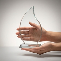 Trophée de compétition sportive en cristal de verre K9, forme goutte d'eau, poli, vierge, avec gravure de logo personnalisée