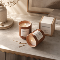Bougie parfumée de luxe en verre ambré résistant à la chaleur, réutilisable, pour la décoration intérieure, cadeaux, faite à la main, personnalisable, marque privée, petite série