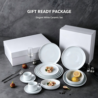 Service de table en porcelaine blanche de style européen, design moderne et élégant, finition mate, avec logo personnalisé, kit de tasses portables