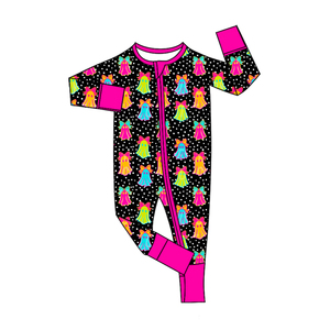 Pelele de Algodón/Spandex Suave con Cremallera Bidireccional para Bebés Niñas, Diseño de Lazo de Calabaza, Estilo Boutique, Lindo, Casual, para Recién Nacidos, Halloween - Product Image 3