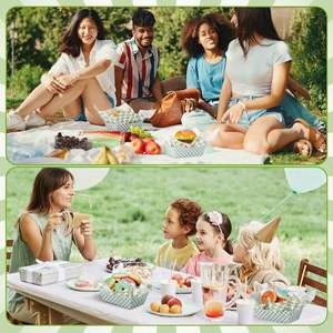 Conteneur alimentaire jetable en papier <span class=keywords><strong>avec</strong></span> coussin en papier pour fêtes, pique-niques, barbecues, stockage alimentaire, logo personnalisable - Product Image 5