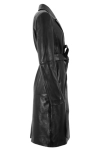 Abrigo de Mujer Personalizado 100% Cuero Nappa Negro Genuino, Cierre YKK de Alta Calidad, Logotipo Personalizado, Marca Privada, OEM, Venta al Por Mayor - Product Image 3