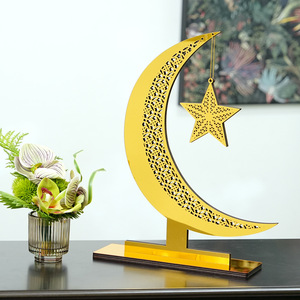 Décoration de table en bois acrylique avec étoiles et croissant de lune pour le festival du Ramadan au Moyen-Orient - Product Image 2