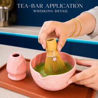 Ensemble de thé matcha de style japonais personnalisé, 8 pièces, bol en céramique Sakura, fouet, cuillère, tamis, emballage cadeau