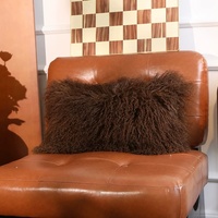 Échantillon disponible, Vente en gros, Housse de coussin en fourrure de mouton de Mongolie, Housse de coussin en peluche de mouton du Tibet pur, Décoration en fourrure de mouton bouclée
