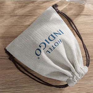 Wholesale Bulk Gift Hotel Bag Custom Logo Cotton <b>Drawstring</b> Bag Twill Fabric Dust <b>Pouch</b> for Gift Packaging - Product Image 3