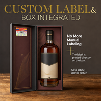 Coffret Cadeau de Luxe pour Whisky avec Boîte en Carton et Étiquette Anti-Contrefaçon, Emballage Personnalisé pour Bouteille Unique de Spiritueux avec Scellé VOID, OEM