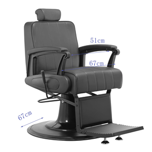 Fauteuil de barbier en aluminium noir avec siège en cuir, inclinable et réglable en hauteur - Product Image 2