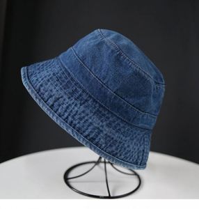 2025 New Arrival Men Women Japanese Style Street Fashion <b>Sunscreen</b> Fisherman Hat Washed Denim Custom Logo Wide Brim Bucket Hat - Product Image 6