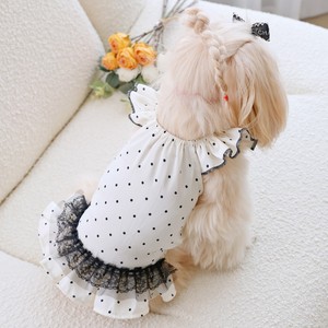 Cute Polka Dot <b>Dog</b> Dress With Lace Trim <b>For</b> <b>Small</b> Pets Breathable Sleeveless Polyester Pet <b>Clothes</b> - Product Image 1