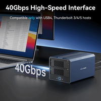Boîtier Thunderbolt 4 40 Gbit/s à 4 baies en alliage d'aluminium pour SSD M.2 NVMe SATA HDD, station d'accueil 8K DP, support d'ensemble de disques 76 To H004