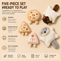 Pack de jouets pour animaux de compagnie en peluche couineurs 6-en-1 à thèmes variés, comprenant des friandises et des écureuils simulés en peluche courte et douce, accessoires de jeu divertissants