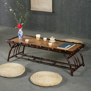 Chinese Style <b>Bamboo</b> Coffee <b>Table</b> Rattan Top Handmade Antique Design For Tea Serving And Sitting Cross Legged - Product Image 1