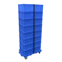 Caisse en plastique bleue légère, durable et écologique, pour la logistique et le stockage, avec chariot à quatre roues et haute capacité de charge, vente en gros à prix abordable