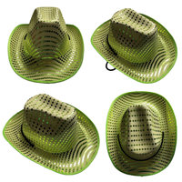 Cappello da Cowboy LED Traspirante Personalizzato con Ricamo di Paillettes per Uso Casual Unisex Adulti Quattro Stagioni Accessori per Feste