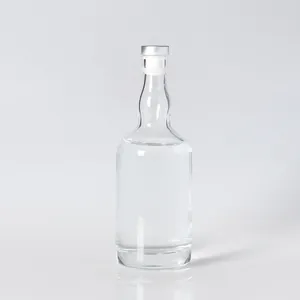 500ml clear empty high end refillable liquor ice wine vodka glass bottle with cork