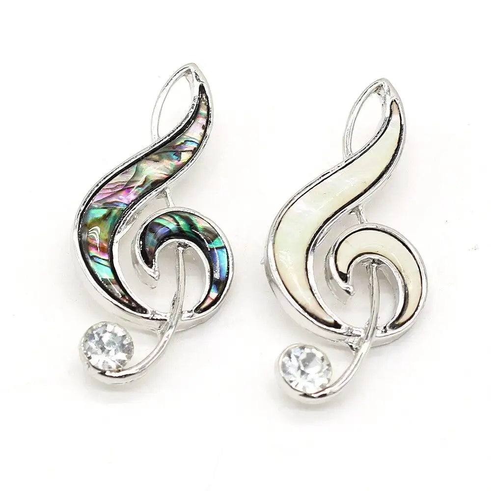 Creatività di vendita calda nota musicale Abalone shell Music Symbol Design spilla gioielli con ciondolo